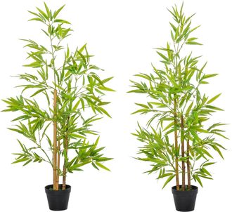 HOMCOM Set of 2 Artificial Bamboo Trees Decorative Plant with Nursery Pot | TJ Hughes