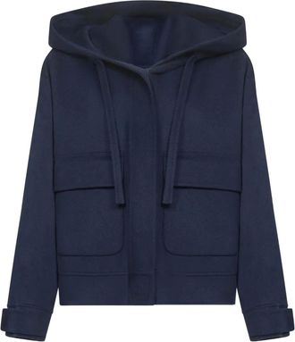 Max Mara Gary jas met capuchon en opgestikte zak - Blauw