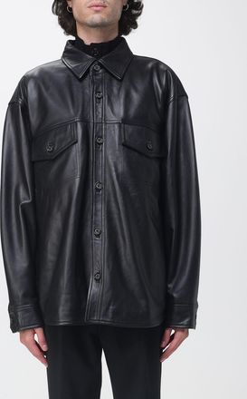 Paolo Pecora Oversize Leather Shirt Jacket with Patch Pockets