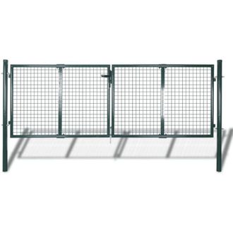 vidaXL vidaXL Cancello per recinzione in acciaio 306x125 cm verde