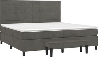 vidaXL Vidaxl - Cama Box Spring Con Colch&oacute;n Terciopelo Gris Oscuro 200x200 Cm