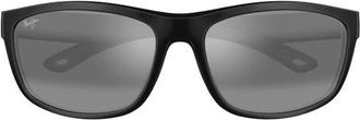 Maui Jim Nuu Landing 62mm PolarizedPlus2 Oversize Rectangular Sunglasses in Black at Nordstrom
