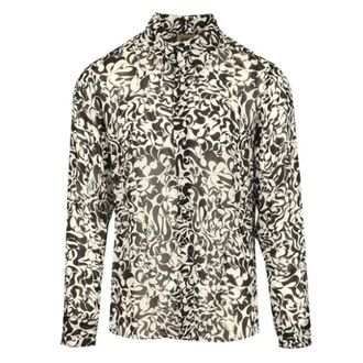 Dries Van Noten Casual Shirts, male, Black, Size: XL Dotted Squiggle Georgette Shirt