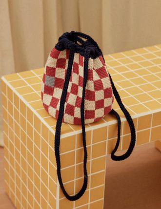 The Knotty Ones Menulis Cotton Bag In Red/cream/navy