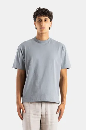 Handvaerk Mens Oversized Crewneck Pima Cotton T-Shirt Grey Blue Gray T-Shirts And Polos