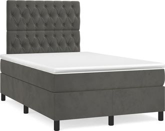 vidaXL Cama Box Spring Con Colch&oacute;n Terciopelo Gris Oscuro 120x190 Cm Vidaxl