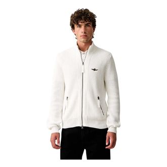 Aeronautica Zip-through vest - Heren - Truien - Wit - Maat: L Katoen