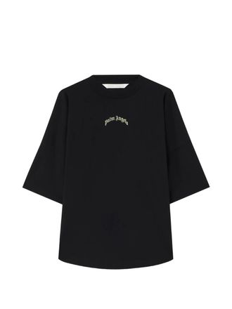 Palm Angels Black Curved Logo Over Boxy Tee