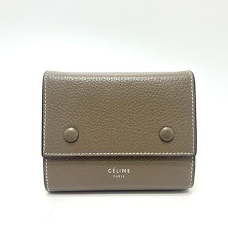 Celine Gray Beige Yellow Leather Long Wallet (Bi-Fold) (Pre-Owned)