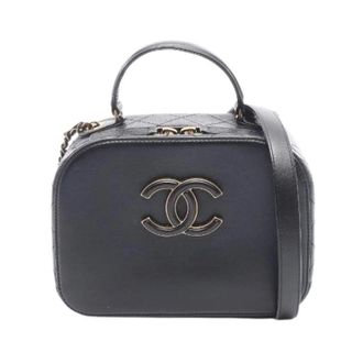 Chanel Pre-owned Matelasse Top Handle 2Way Shoulder Bag Leather - Dames - Pre-owned - Zwart - Maat: ONE Size Leer