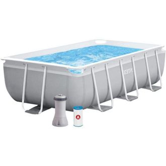 Intex Prisma Frame Piscina Rectangular Gris 300x175x80 Cm