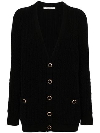 Alessandra Rich cable-knit wool cardigan - Black