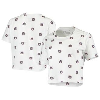 Boxercraft Womens White Auburn Tigers Cropped Allover Print T-Shirt at Nordstrom, Size X-Small