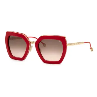 Philipp Plein Philipp Plein Sunglasses Geometric Full Rim, Red Frame And Brown Gradient Lens Spp097S06Y6