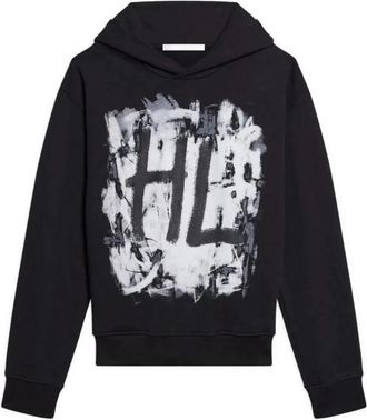 Helmut Lang Zwarte grafische print hoodie met lange mouwen - Heren - Hoodies - Zwart - L - Hoodies & sweatvesten
