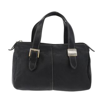 Burberry Pre-owned Handbags, female, Black, Size: ONE SIZE Pre-owned Vintage Leather Satchel Bag