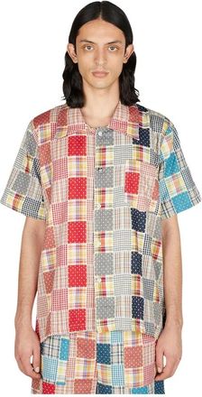 (di)vision Patchwork Check Shirt - Heren - Korte mouwen Overhemden - Veelkleurig - M - Katoen - Overhemden
