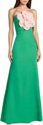 Mac Duggal Crepe Strapless Column Gown With 3D Flower in Spring Green at Nordstrom, Size 2