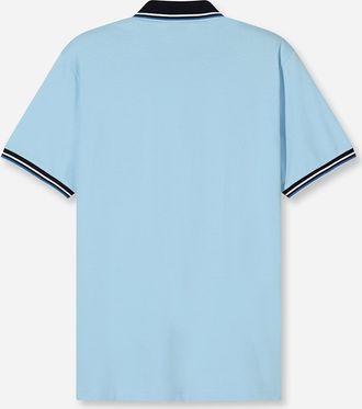 Olymp Poloshirt OLYMP Casual, Herren, Gr. M, blau (bleu), Piqu&eacute;, Obermaterial: 100% Baumwolle, Shirts Poloshirt, farbliche Kontrast-Details