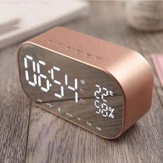 OEM Radio Despertador Bluetooth Con Altavoz De 2,3 W - Term&oacute;metro - Entrada Aux - Compatible Con Usb - Color Champ&aacute;n - Alcance De 10 M