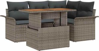 vidaXL Garden Sofa Set with Storage 5 pcs Grey Poly rattan vidaXL