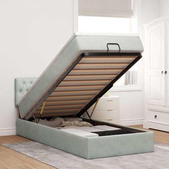 vidaXL Vidaxl - Estructura Cama Otomana Colch&oacute;n Terciopelo Gris Claro 100x200cm