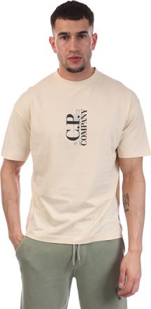 C.P. Company Mens 30/1 Jersey Logo T-Shirt in Cream Cotton - Size X-Large