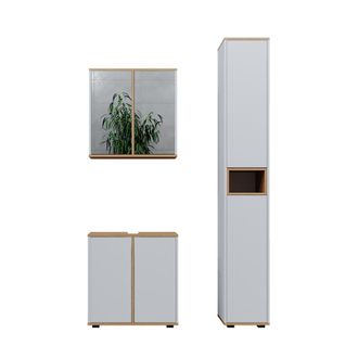 Vicco Set De Muebles De Ba&ntilde;o Didi, Blanco/artesano, 3 Partes Con Unidad Alta