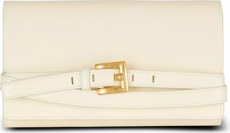 Balmain Crinkled Leather Wallet With Shuffle Chain in Beige at Nordstrom