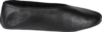 The Row Black Stella Leather Flat Loafers