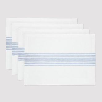 Solino Home Linen Placemats - Farmhouse, 14 x 19 in Dusty Blue And White at Nordstrom, Size Medium