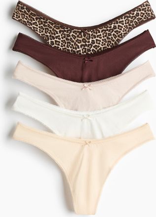 H&M 5er-Pack Baumwolltangas - Brown