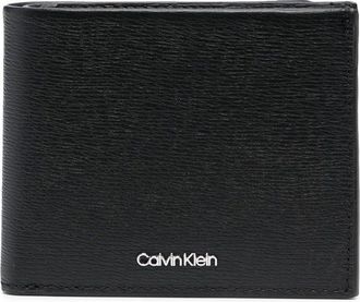 Calvin Klein logo stamp bi-fold leather wallet - men - Calf Leather - One Size - Black