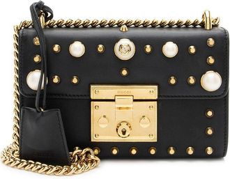 Gucci Black Faux Pearl, Leather Padlock Small Shoulder Bag (Authentic Pre-Loved)