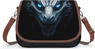 Generic Dragon with Blue Eyes Crossbody Bags for Women Fashion Leather Shoulder Handbags With Adjustable Strap