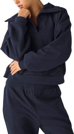 Beyond Yoga Street Smart Johnny Collar Fleece Sweatshirt in After Dark Navy at Nordstrom Rack, Size X-Large