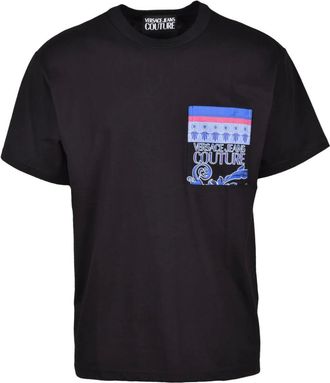 Versace Jeans Couture Tops, Heren, Zwart, L, Katoen, tshirt