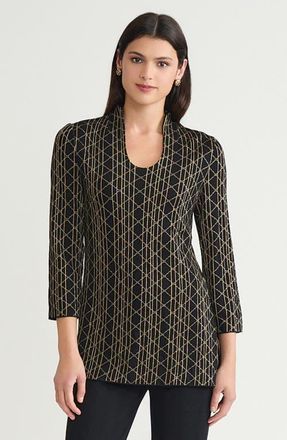 Ming Wang Art Deco Lurex Soft Knit Tunic in Black/gold at Nordstrom, Size X-Large P