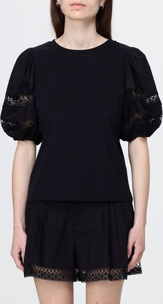 Twinset Top in cotone con maniche a palloncino Twinset