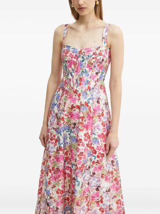 Bardot floral corset midi dress - women - Lyocell/Nylon/Cotton - M - Pink