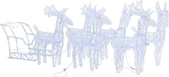 vidaXL Decoración navideña de renos y trineo acrílico 320 LED vidaXL