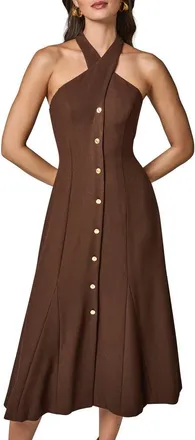 DKNY Halter Midi Dress in Canyon at Nordstrom, Size 14