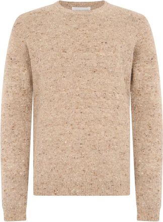 Roberto Collina Trui met ronde hals - Heren - Ronde hals truien - Beige - M - Wol - Truien & Vesten