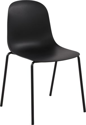 Clp Silla de comedor con patas de metal y asiento de pl&aacute;stico negro