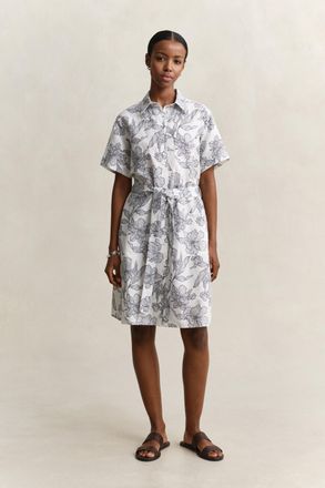GANT Women Floral Linen Shirt Dress (42) EVENING BLUE