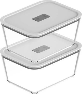 Ou Stackable Airtight Glass Food Storage Container Set with Microwave Valve and Leak Proof Lid, 4 Piece in Clear With White Lid at Nordstrom