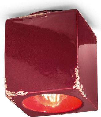 Ferroluce Plafoniera Vintage Ceramica Bordeaux 1 Luce E27