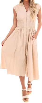 She + Sky Sign Of The Times Midi Dress In Light Taupe