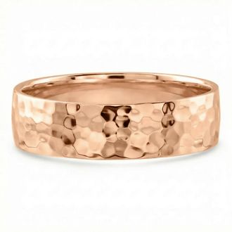 Pompeii3 Mens Polished Hammered Wedding Band 14k Gold or Platinum