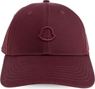 Moncler Caps, female, Red, Size: ONE SIZE Logo Cotton Gabardine Baseball Cap
